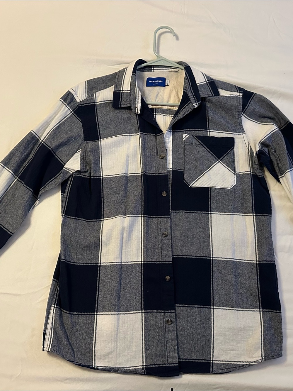 ASOS Men’s Blue & White Plaid Button-Up Shirt